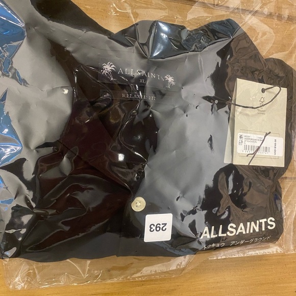 Allsaints Mens Black Underground London Button Down Short Sleeve Shirt NEW XL - Picture 13 of 16